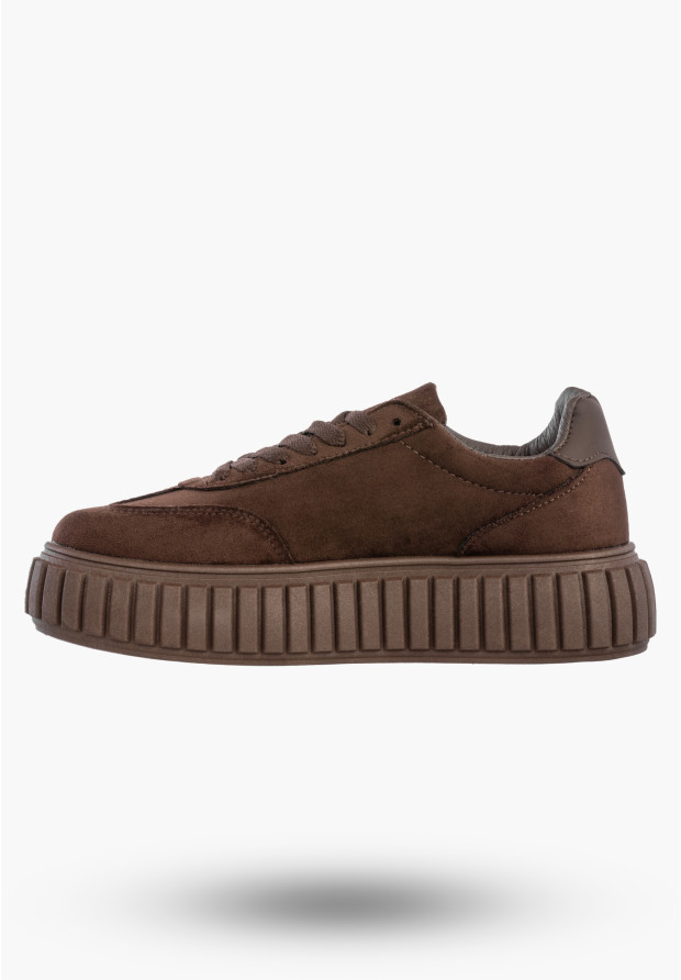 Sneakersy Damskie Na Platformie Buty Sportowe Półbuty Brązowe