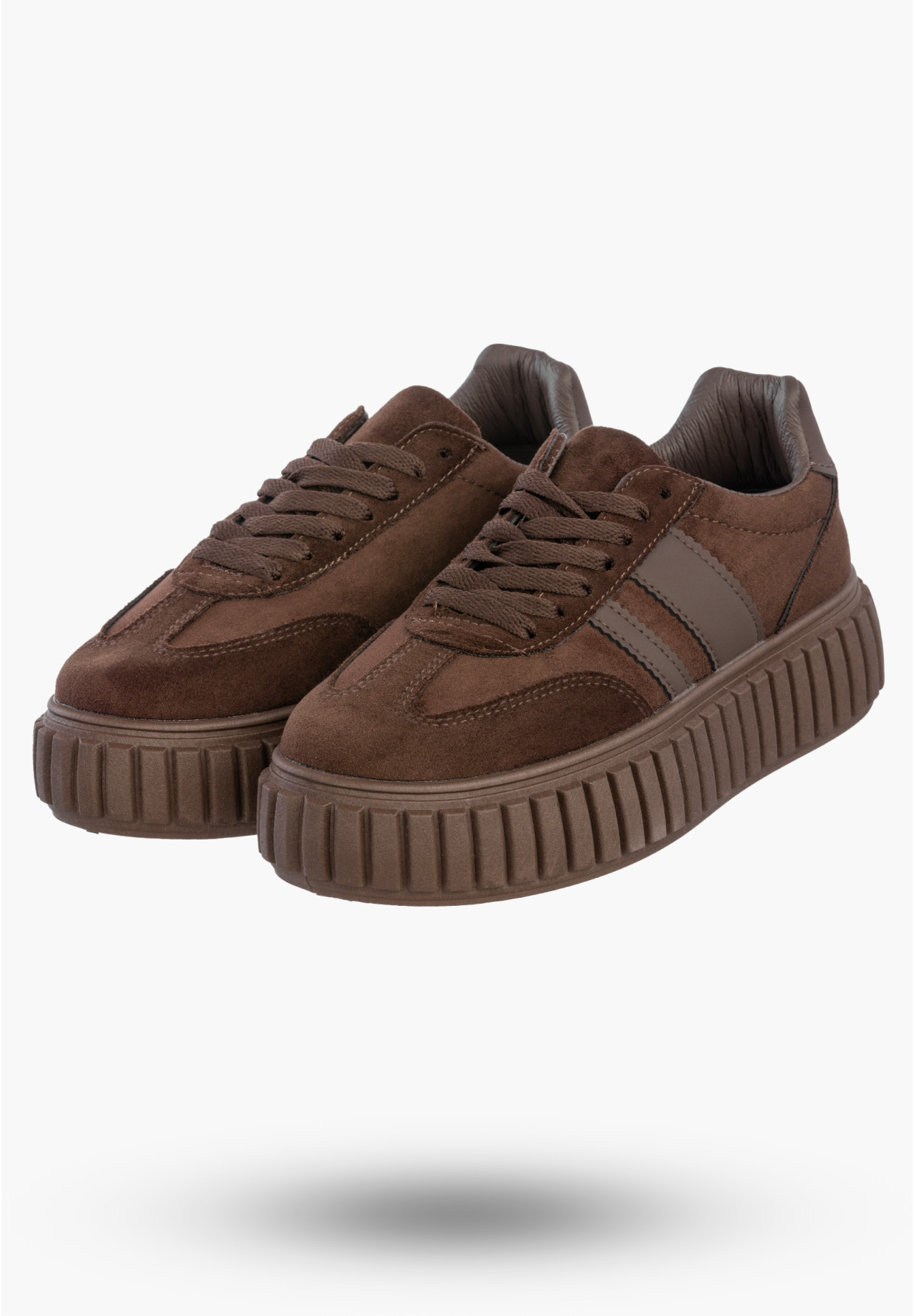 Sneakersy Damskie Na Platformie Buty Sportowe Półbuty Brązowe