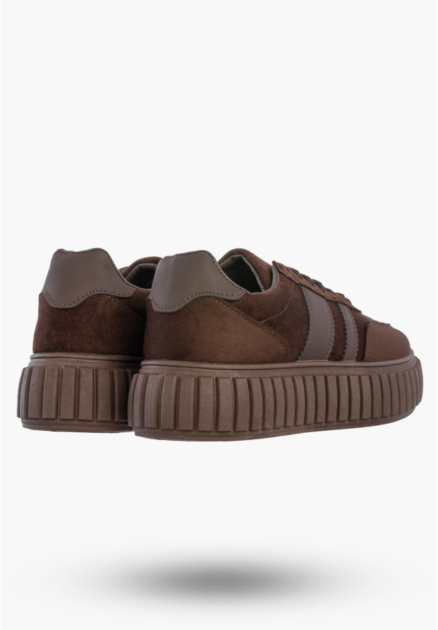 Sneakersy Damskie Na Platformie Buty Sportowe Półbuty Brązowe