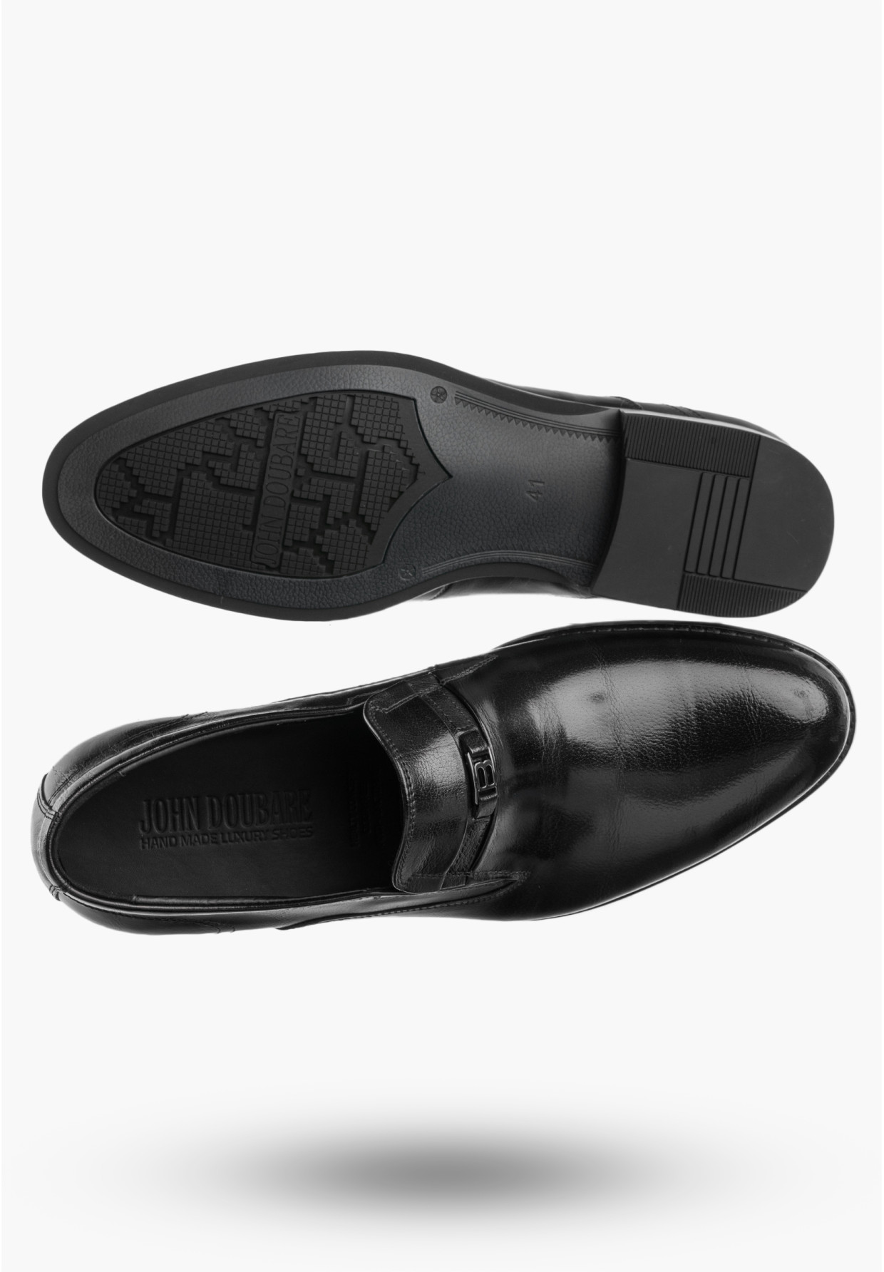 Buty Męskie JOHN DOUBARE Skórzane Półbuty Czarne C253-A114-A01