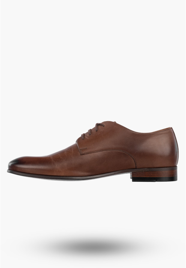 Półbuty Wizytowe Męskie Skórzane Buty Eleganckie Brązowe Domeno