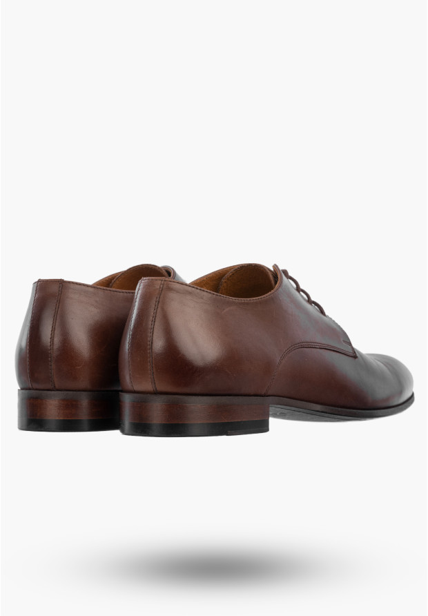 Półbuty Wizytowe Męskie Skórzane Buty Eleganckie Brązowe Domeno