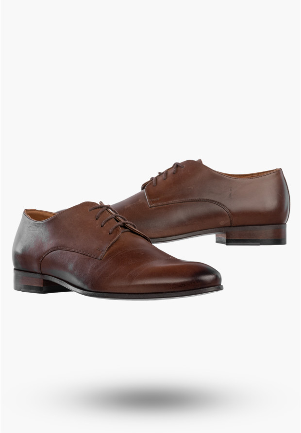 Półbuty Wizytowe Męskie Skórzane Buty Eleganckie Brązowe Domeno
