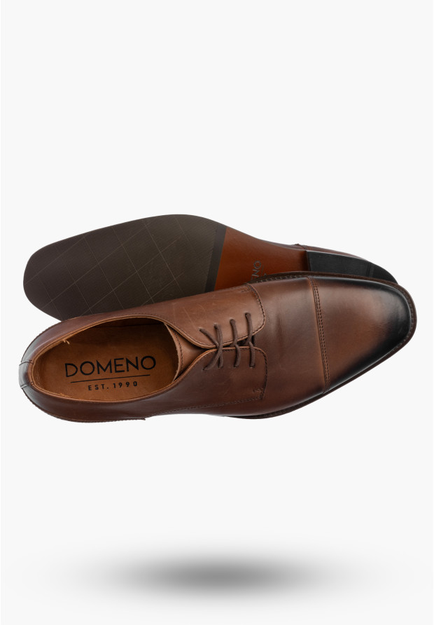 Półbuty Wizytowe Męskie Skórzane Buty Eleganckie Brązowe Domeno
