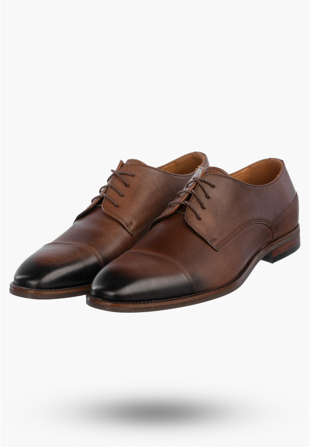Półbuty Wizytowe Męskie Skórzane Buty Eleganckie Brązowe Domeno