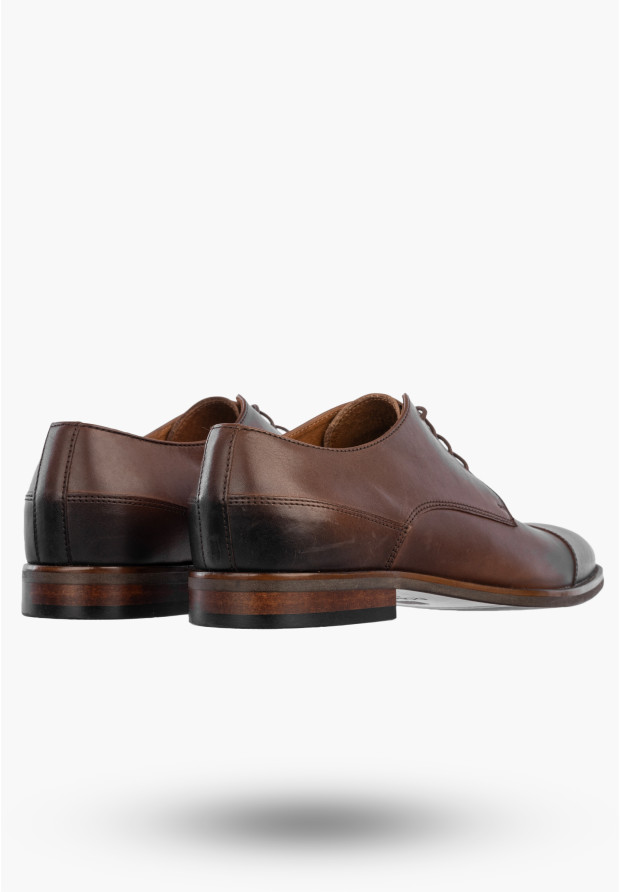 Półbuty Wizytowe Męskie Skórzane Buty Eleganckie Brązowe Domeno