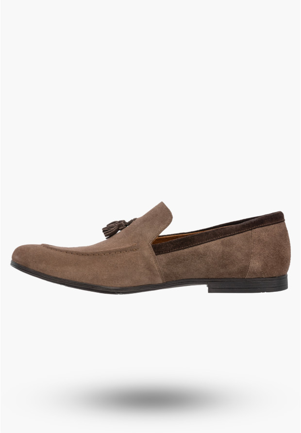 Półbuty Wizytowe Męskie Skórzane Buty Eleganckie Mokasyny Beżowe STENSKY