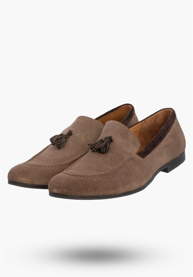 Półbuty Wizytowe Męskie Skórzane Buty Eleganckie Mokasyny Beżowe STENSKY