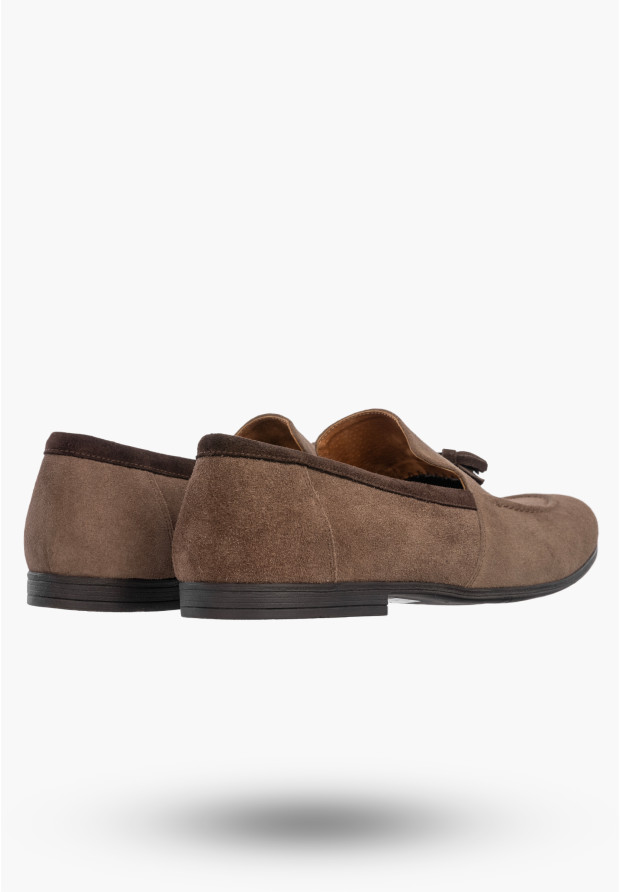 Półbuty Wizytowe Męskie Skórzane Buty Eleganckie Mokasyny Beżowe STENSKY