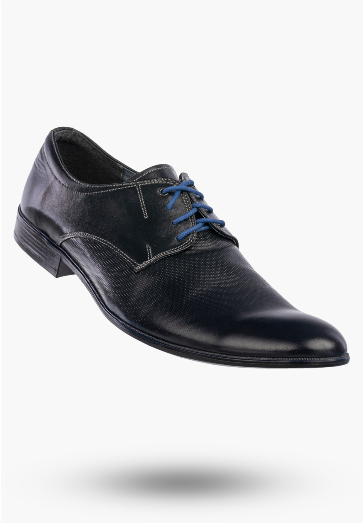 Półbuty Wizytowe Męskie Skórzane Buty Eleganckie Granatowe ZARANTO