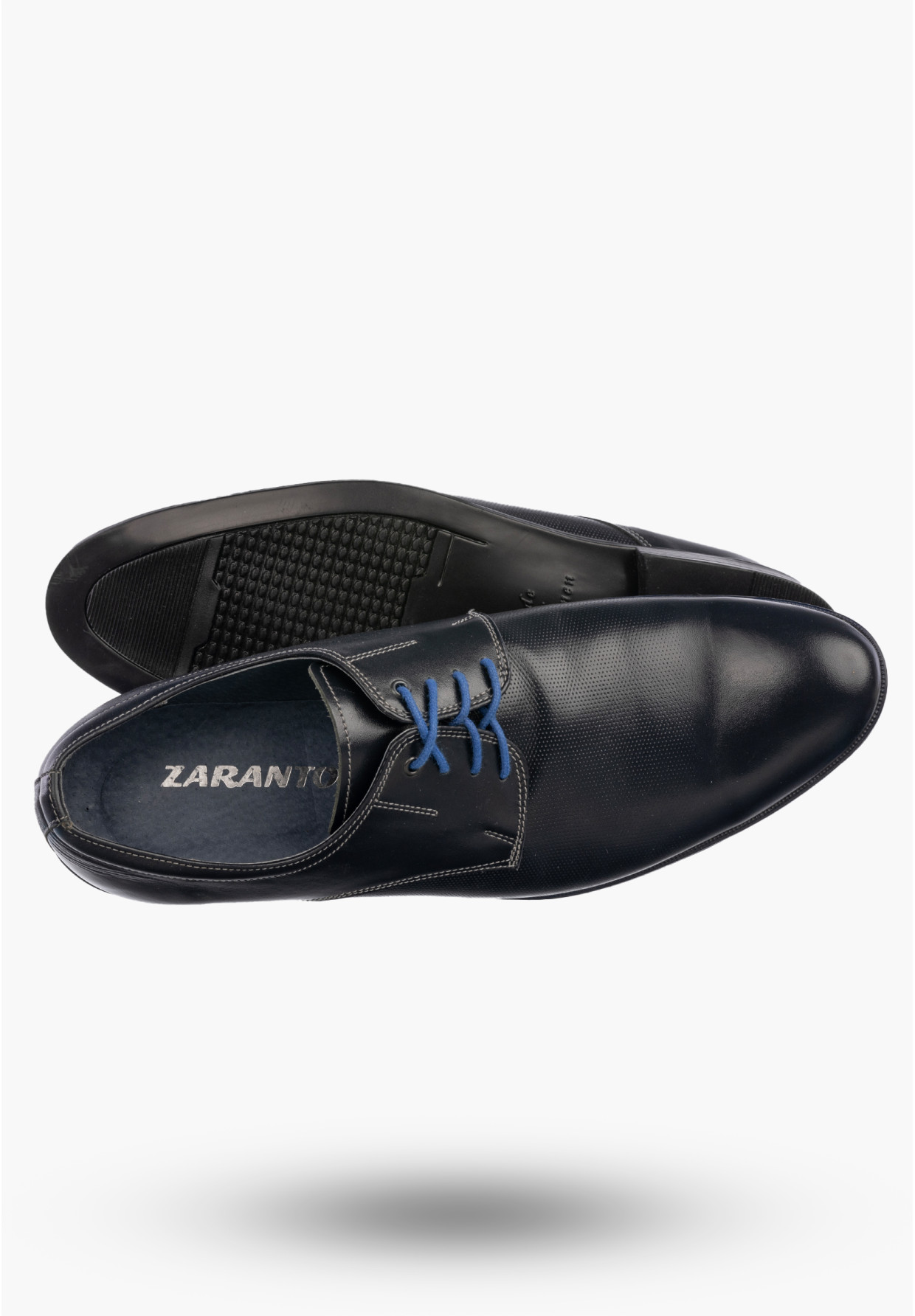 Półbuty Wizytowe Męskie Skórzane Buty Eleganckie Granatowe ZARANTO