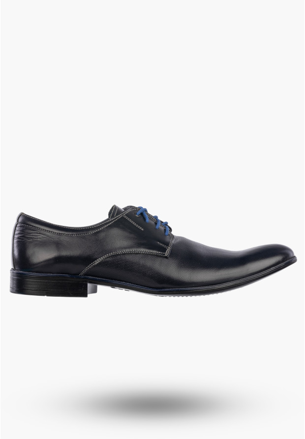 Półbuty Wizytowe Męskie Skórzane Buty Eleganckie Granatowe ZARANTO