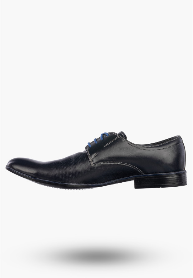 Półbuty Wizytowe Męskie Skórzane Buty Eleganckie Granatowe ZARANTO