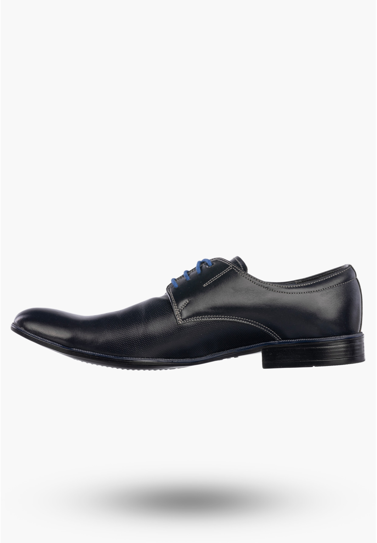 Półbuty Wizytowe Męskie Skórzane Buty Eleganckie Granatowe ZARANTO