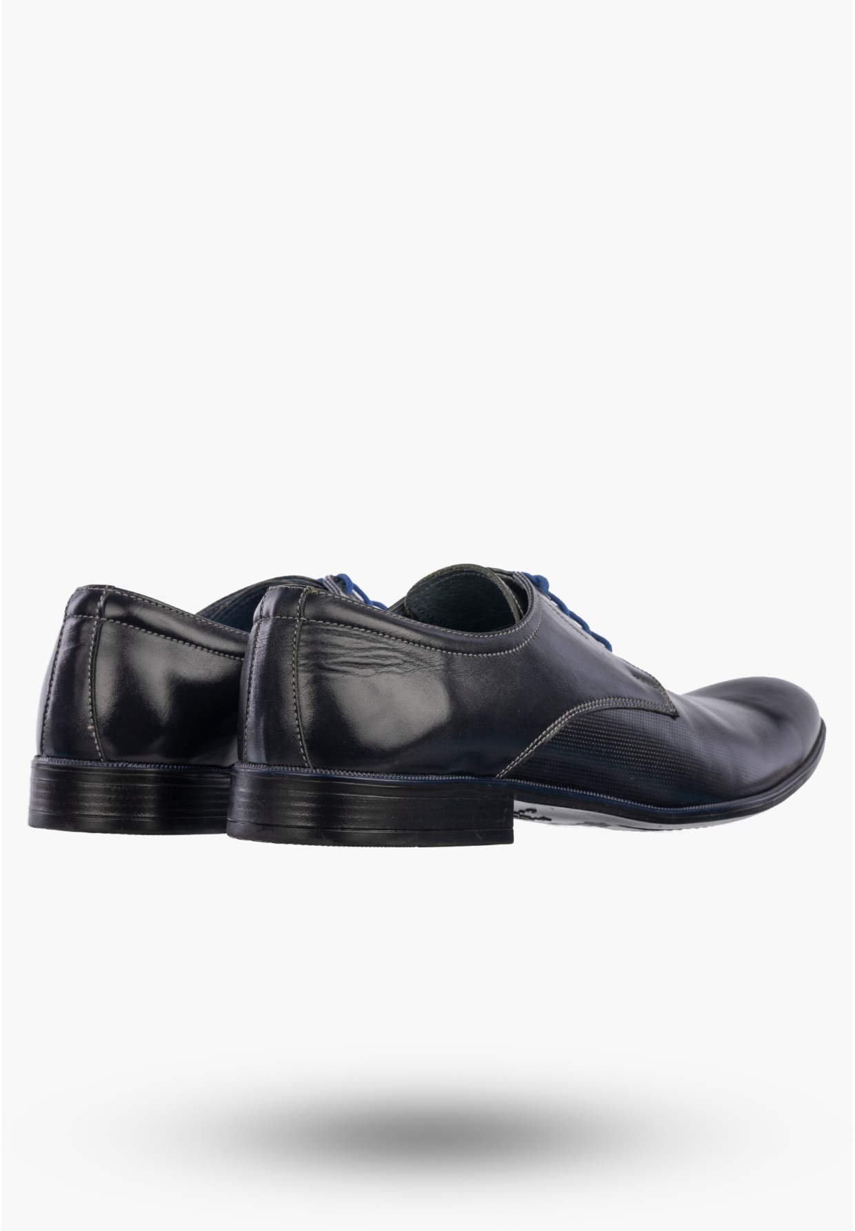 Półbuty Wizytowe Męskie Skórzane Buty Eleganckie Granatowe ZARANTO