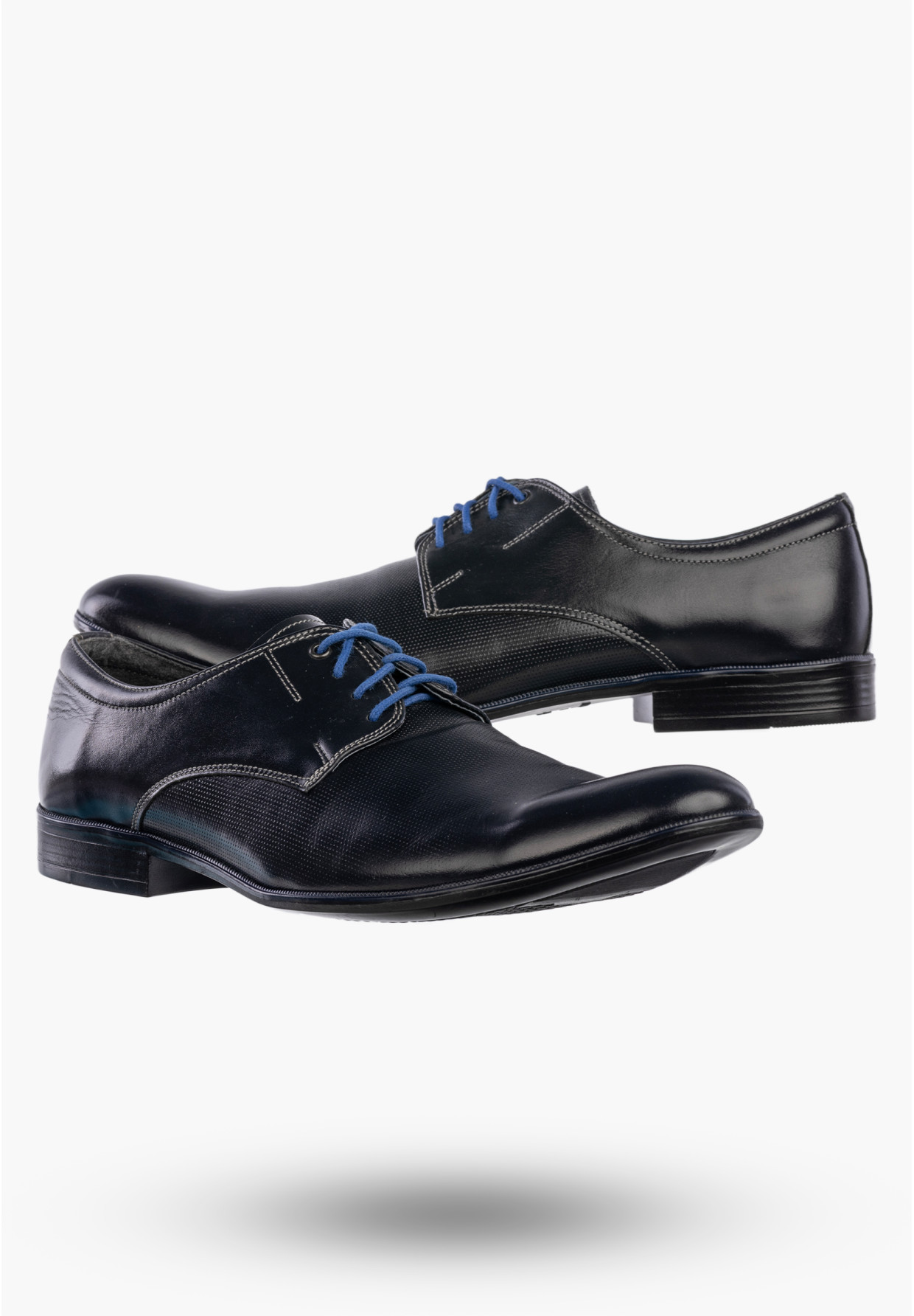 Półbuty Wizytowe Męskie Skórzane Buty Eleganckie Granatowe ZARANTO