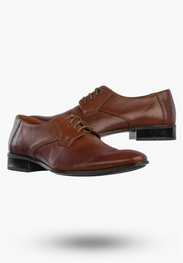 Półbuty Wizytowe Męskie Skórzane Buty Eleganckie Klasyczne Brązowe Madej