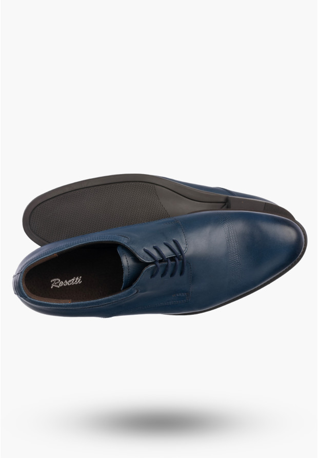 Półbuty Wizytowe Męskie Skórzane Buty Eleganckie Granatowe Rosetti