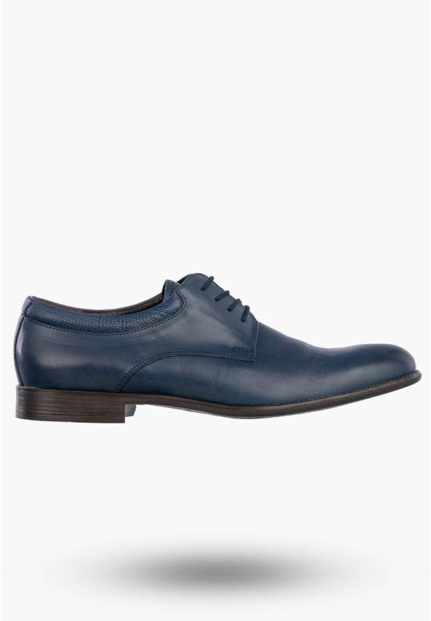 Półbuty Wizytowe Męskie Skórzane Buty Eleganckie Granatowe Rosetti