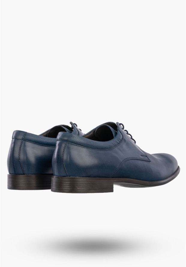 Półbuty Wizytowe Męskie Skórzane Buty Eleganckie Granatowe Rosetti