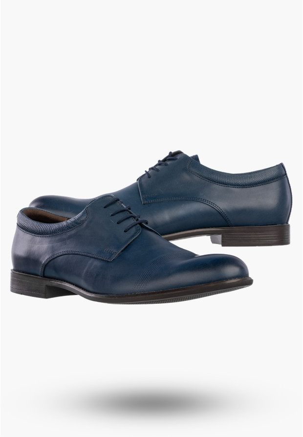 Półbuty Wizytowe Męskie Skórzane Buty Eleganckie Granatowe Rosetti