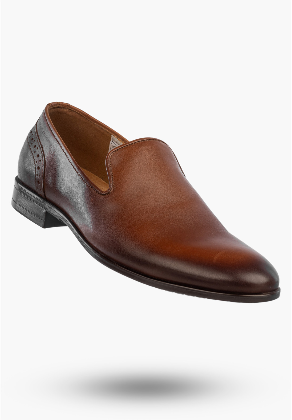 Półbuty Wizytowe Męskie Skórzane Wsuwane Buty Eleganckie Brązowe Lavaggio