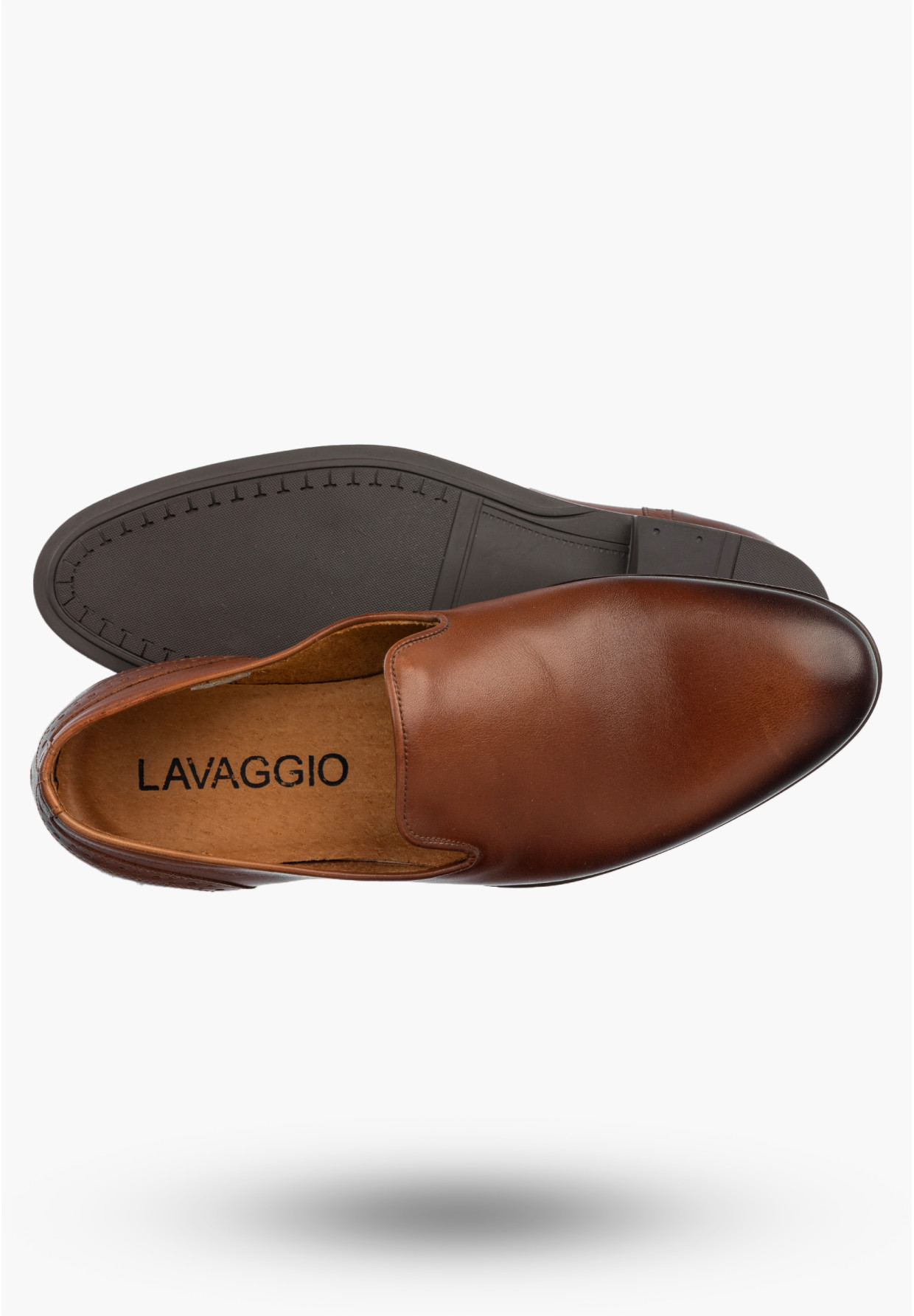 Półbuty Wizytowe Męskie Skórzane Wsuwane Buty Eleganckie Brązowe Lavaggio