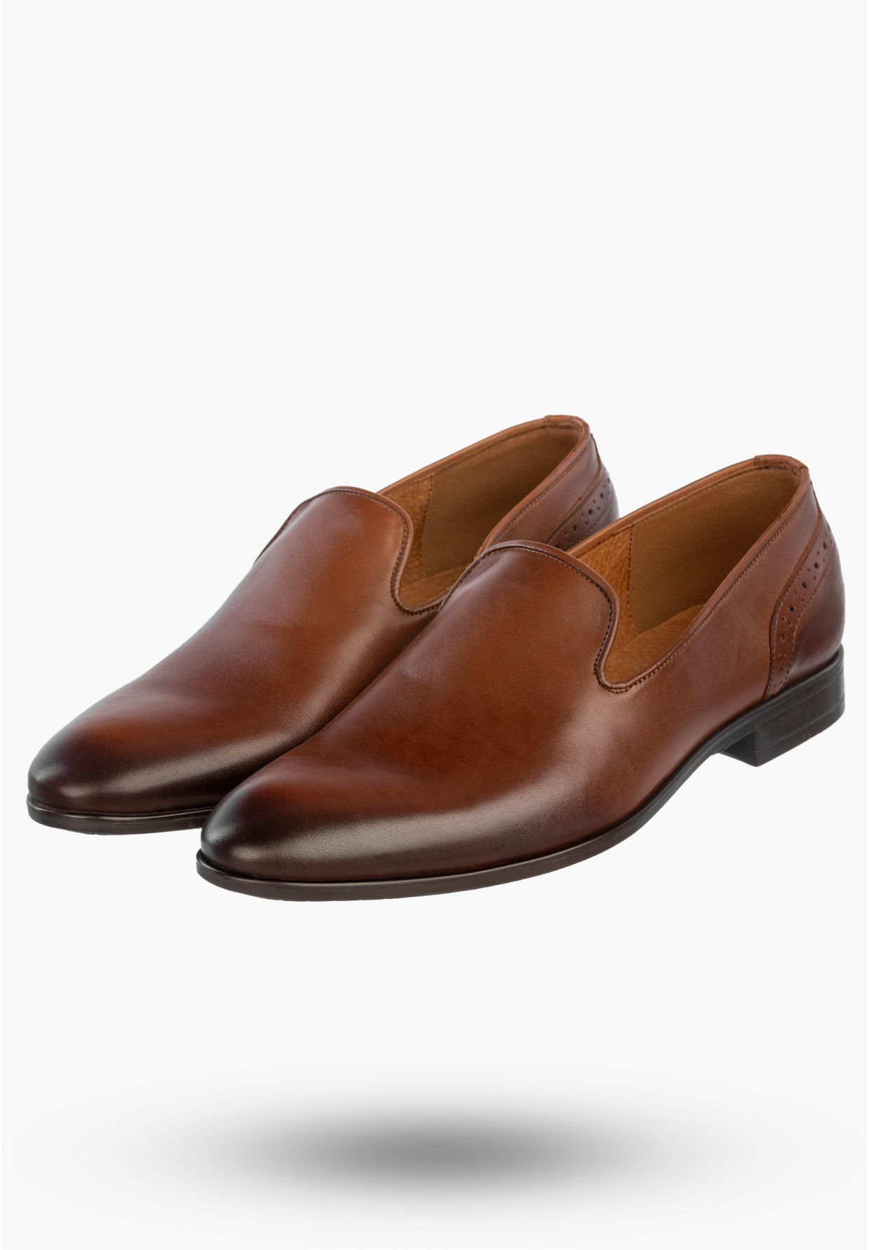 Półbuty Wizytowe Męskie Skórzane Wsuwane Buty Eleganckie Brązowe Lavaggio