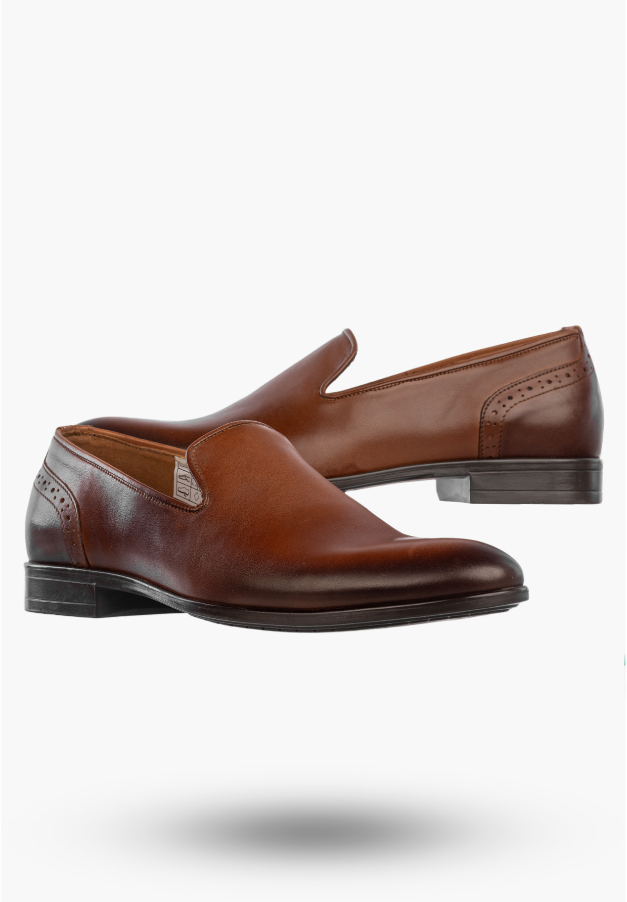 Półbuty Wizytowe Męskie Skórzane Wsuwane Buty Eleganckie Brązowe Lavaggio
