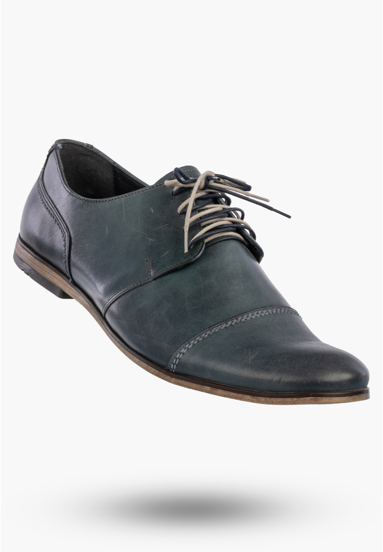Półbuty Wizytowe Męskie Skórzane Buty Eleganckie Klasyczne Granatowe EDEK