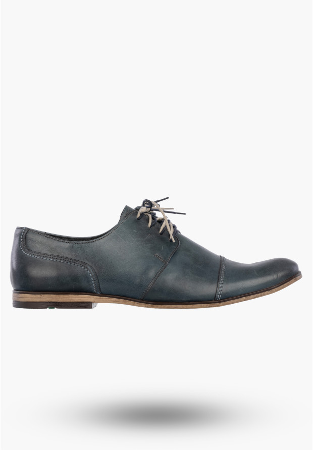 Półbuty Wizytowe Męskie Skórzane Buty Eleganckie Klasyczne Granatowe EDEK
