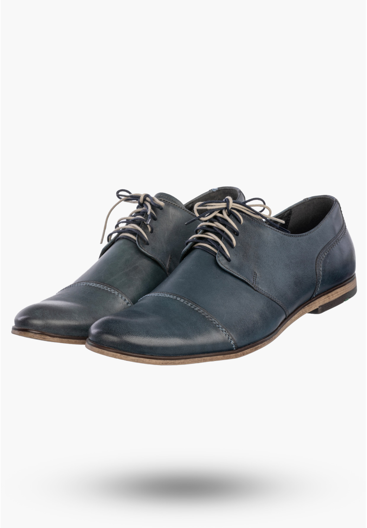Półbuty Wizytowe Męskie Skórzane Buty Eleganckie Klasyczne Granatowe EDEK
