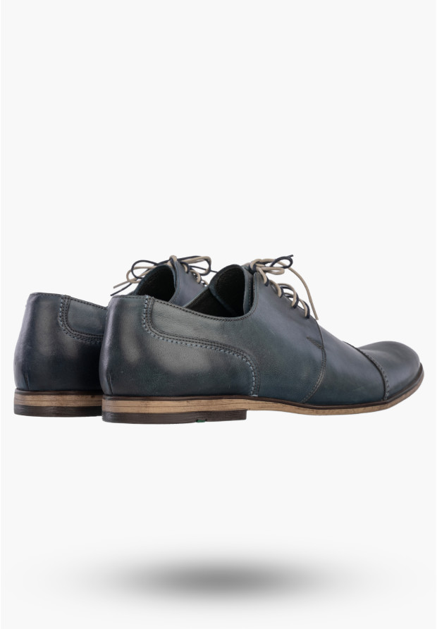 Półbuty Wizytowe Męskie Skórzane Buty Eleganckie Klasyczne Granatowe EDEK
