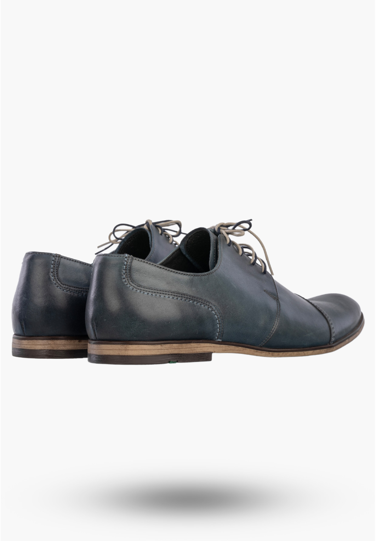 Półbuty Wizytowe Męskie Skórzane Buty Eleganckie Klasyczne Granatowe EDEK