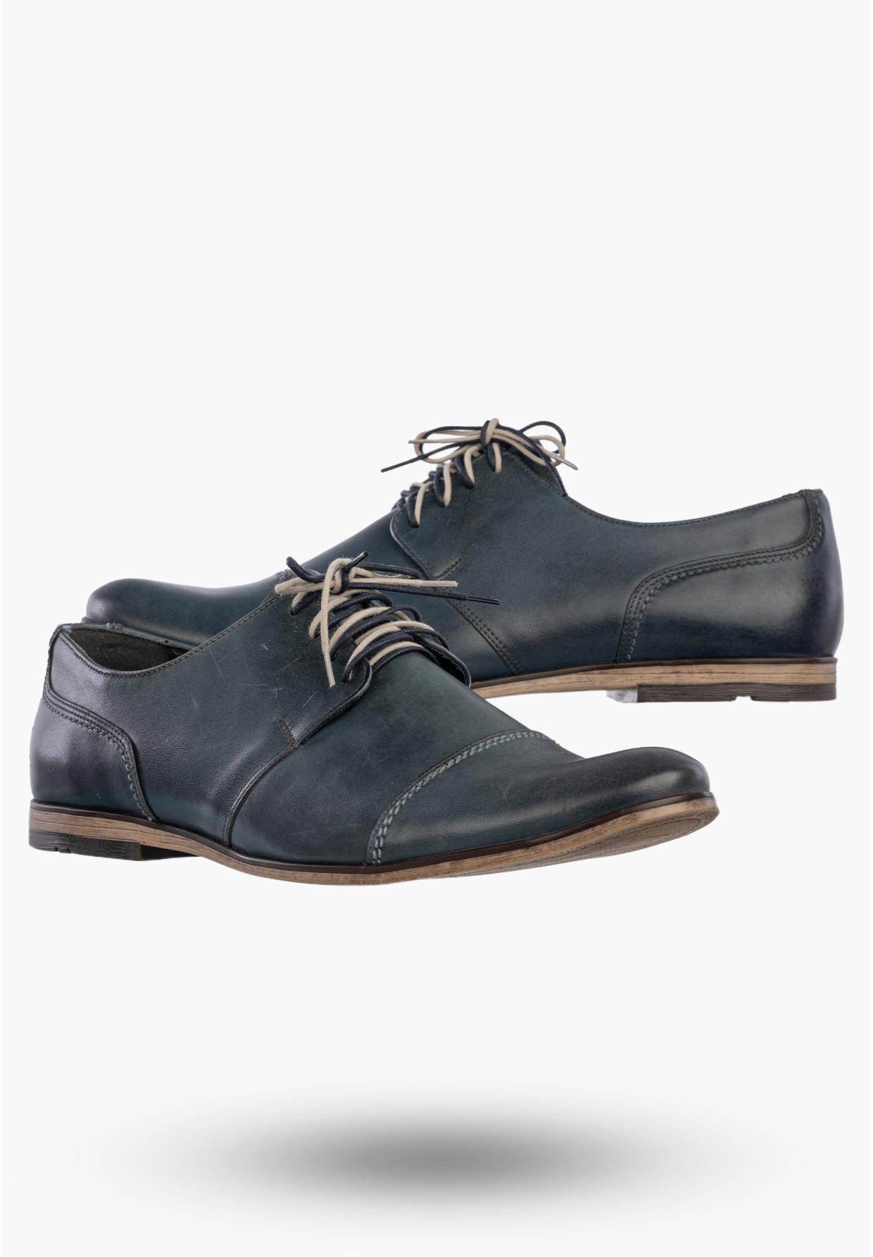 Półbuty Wizytowe Męskie Skórzane Buty Eleganckie Klasyczne Granatowe EDEK