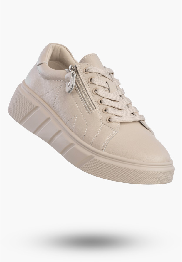 Beżowe sneakersy damskie skórzane Jezzi
