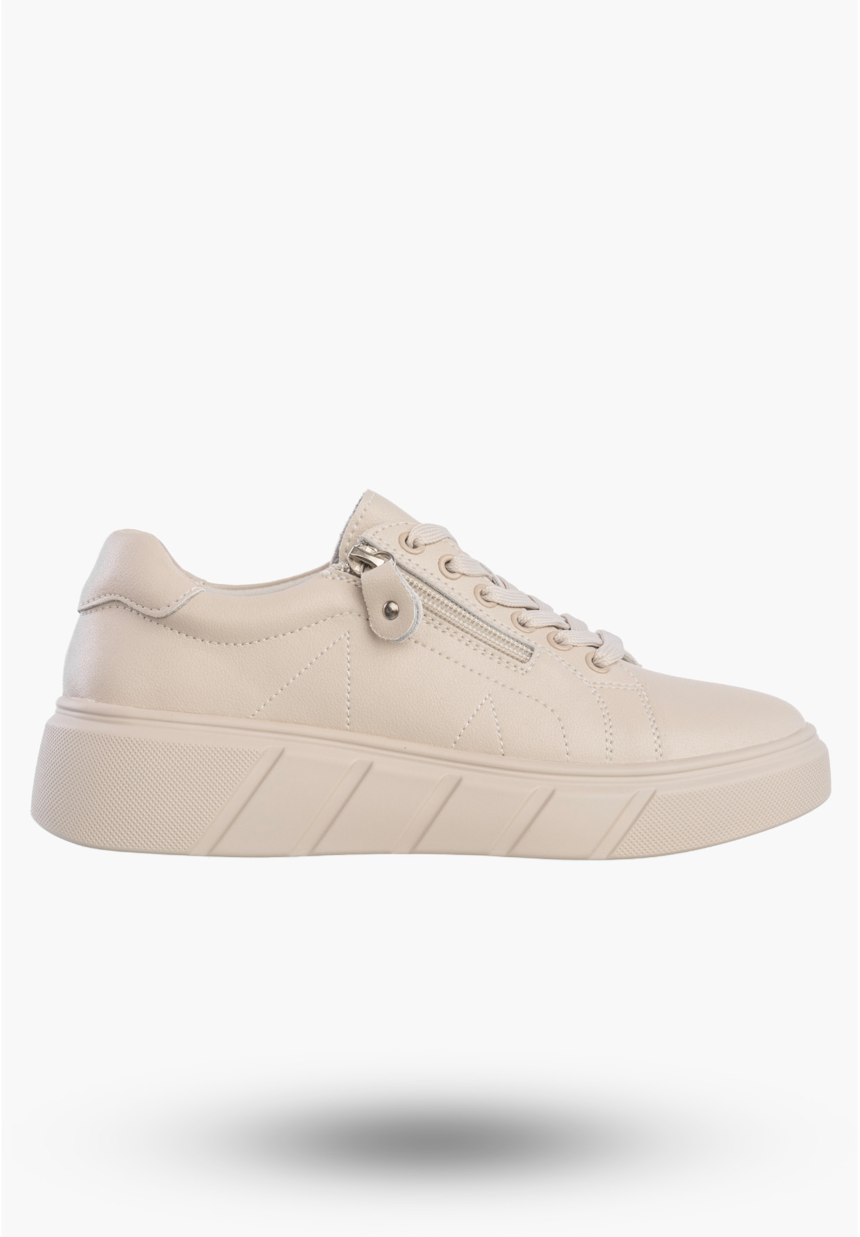 Sneakersy Damskie Skórzane Buty Na Platformie Półbuty Beżowe Jezzi 26PB18-20