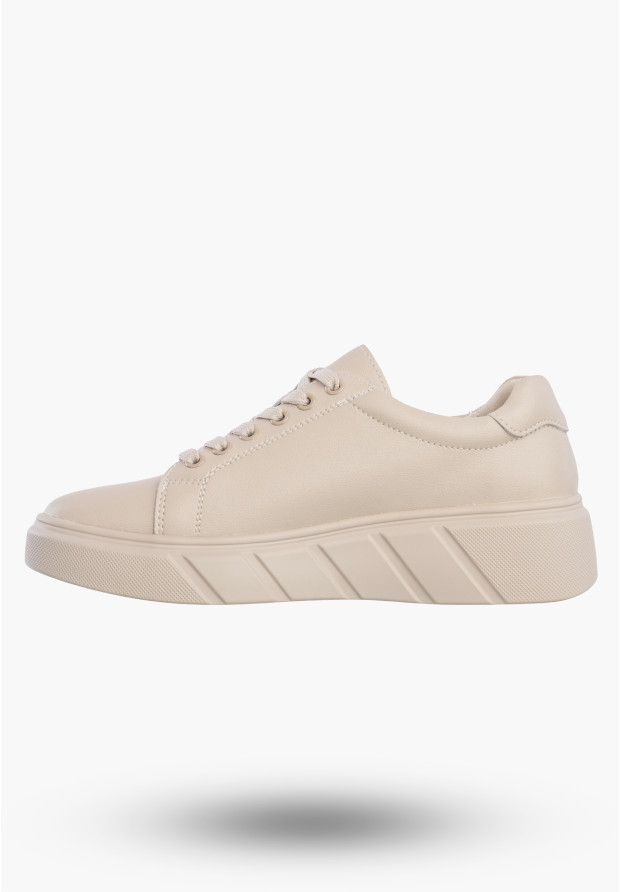 Sneakersy Damskie Skórzane Buty Na Platformie Półbuty Beżowe Jezzi 26PB18-20