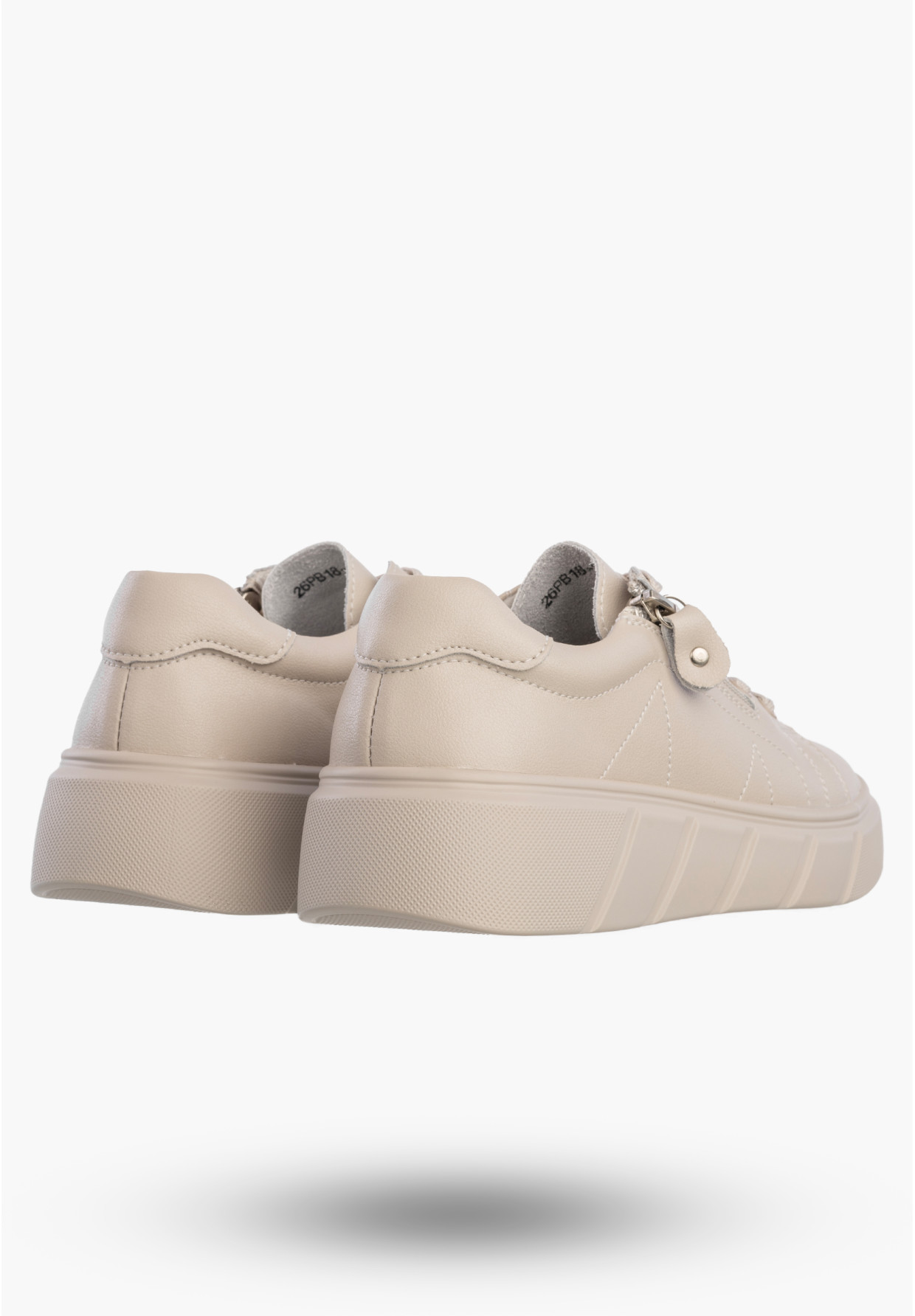Sneakersy Damskie Skórzane Buty Na Platformie Półbuty Beżowe Jezzi 26PB18-20