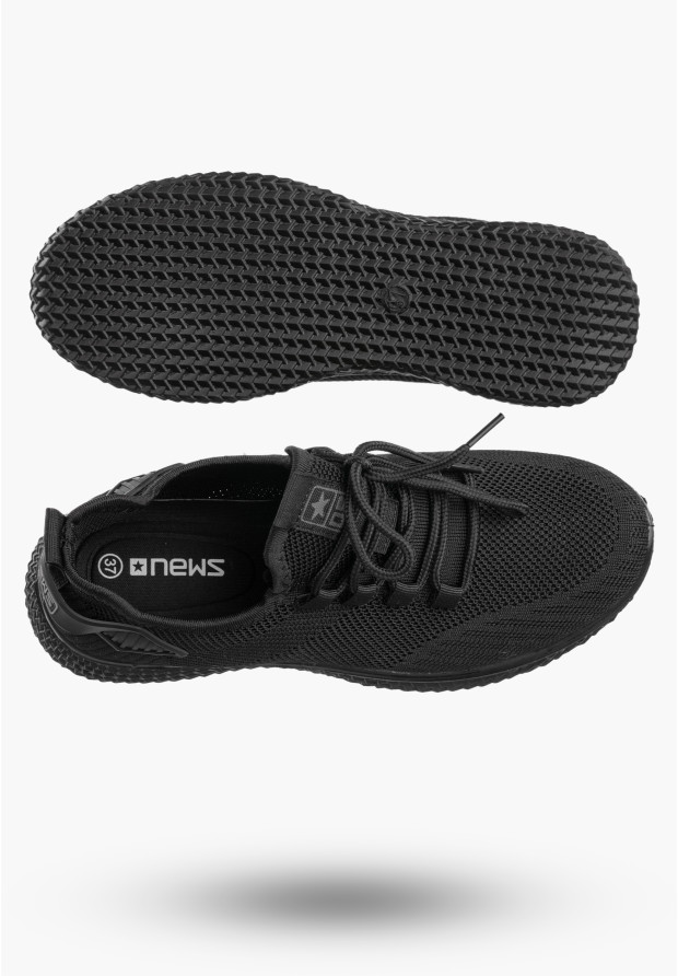 Sneakersy Damskie Wsuwane Buty Sportowe Lekkie Czarne News 21TX02-3634