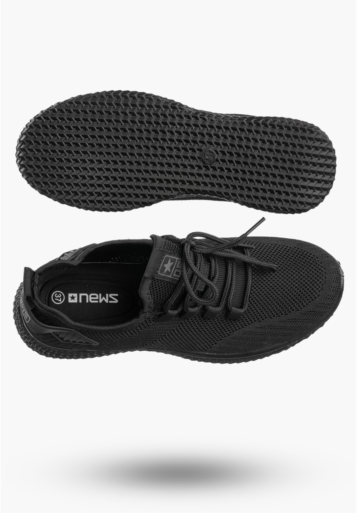Sneakersy Damskie Wsuwane Buty Sportowe Lekkie Czarne News 21TX02-3634