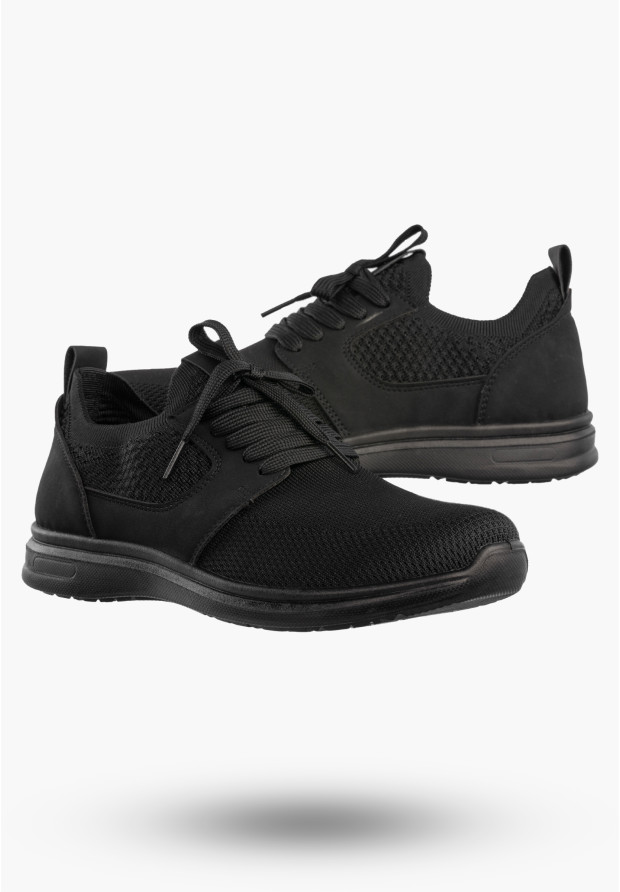 Sneakersy Męskie Wsuwane Buty Sportowe Lekkie Czarne NEWS 26MN02-174