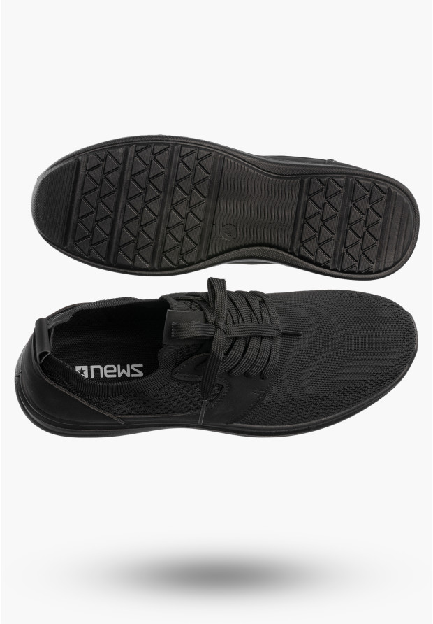 Sneakersy Męskie Wsuwane Buty Sportowe Lekkie Czarne NEWS 26MN02-174