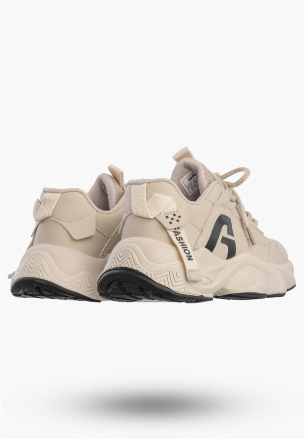 Sneakersy Dziecięce Ekoskóra Buty Sportowe Na Rzepy Półbuty Beżowe Apawwa G682