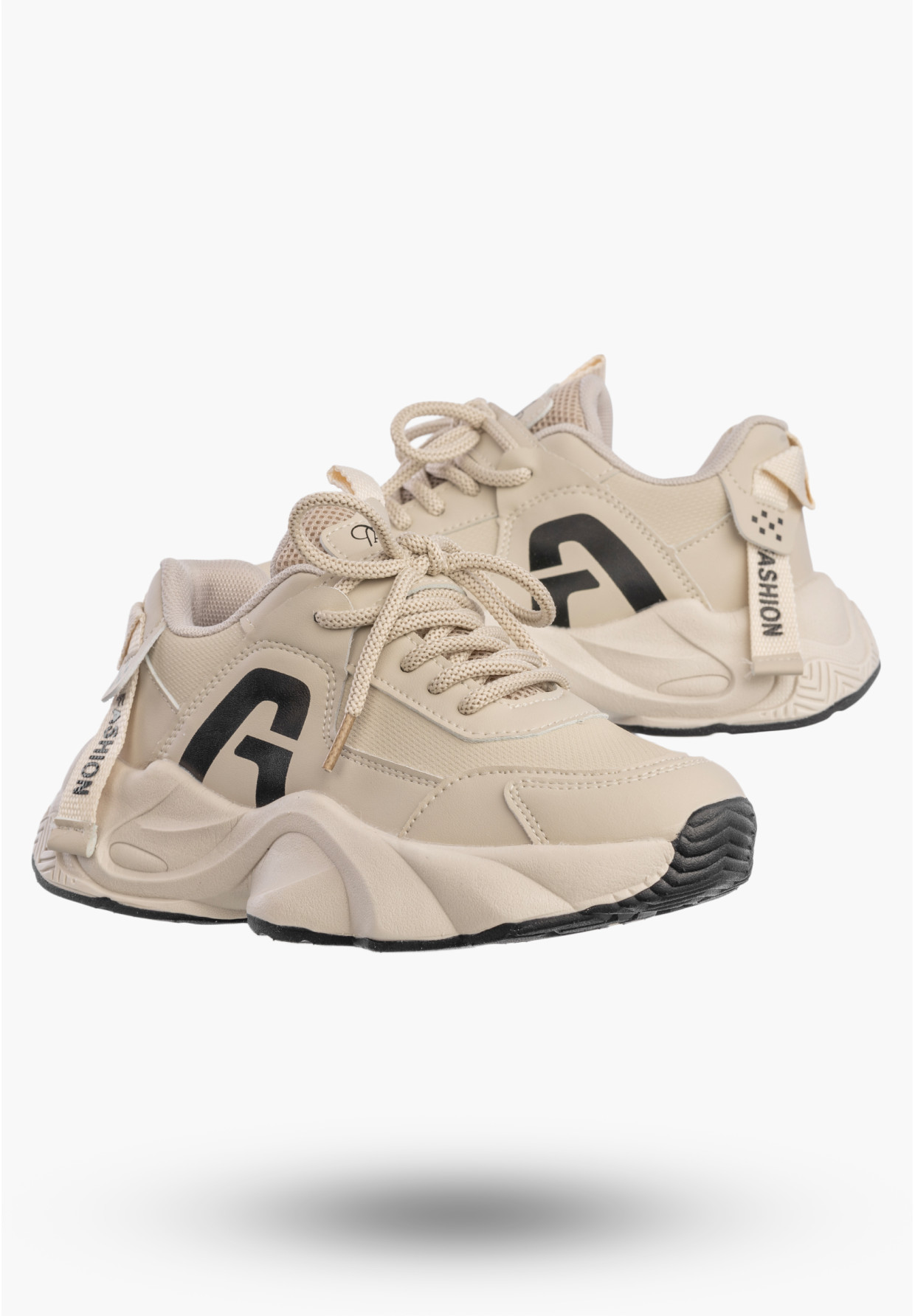 Sneakersy Dziecięce Ekoskóra Buty Sportowe Na Rzepy Półbuty Beżowe Apawwa G682