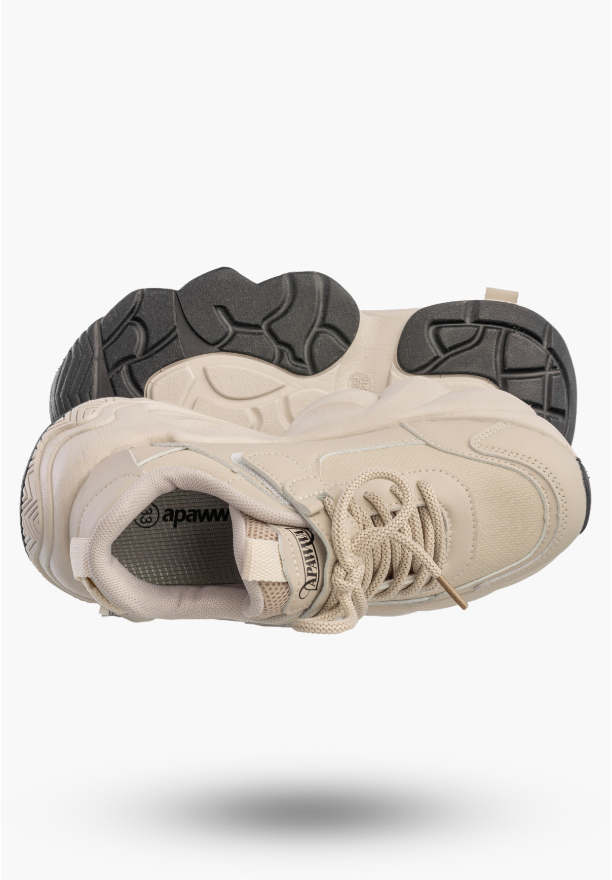 Sneakersy Dziecięce Ekoskóra Buty Sportowe Na Rzepy Półbuty Beżowe Apawwa G682