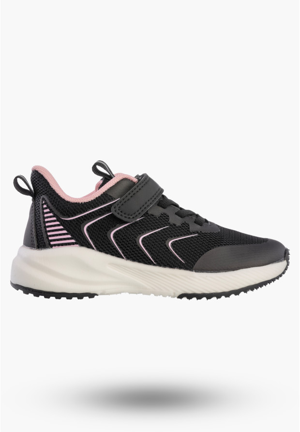 Sneakersy Dziewczęce Lekkie Buty Sportowe Na Rzepy Półbuty Czarne Apawwa G685