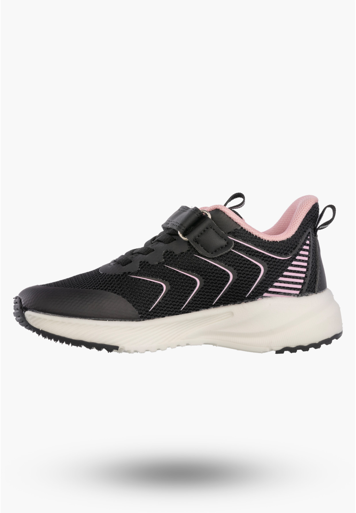 Sneakersy Dziewczęce Lekkie Buty Sportowe Na Rzepy Półbuty Czarne Apawwa G685