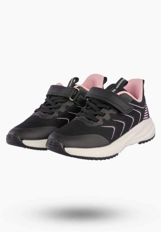 Sneakersy Dziewczęce Lekkie Buty Sportowe Na Rzepy Półbuty Czarne Apawwa G685