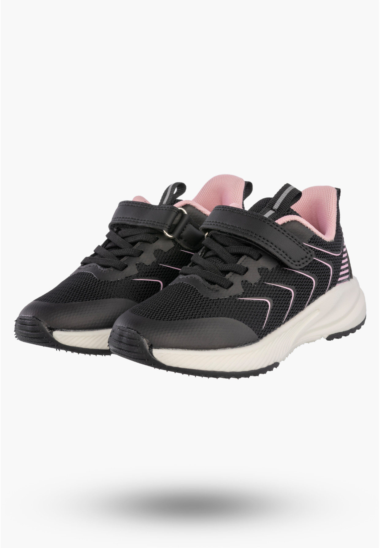 Sneakersy Dziewczęce Lekkie Buty Sportowe Na Rzepy Półbuty Czarne Apawwa G685